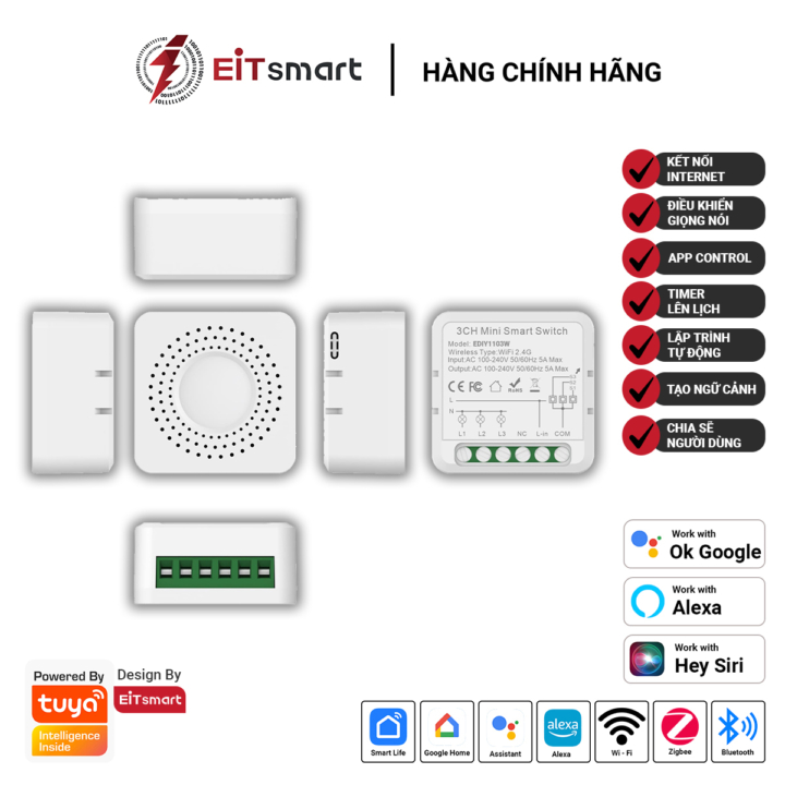 Module công tắc mini thông minh DIY, WiFi, 3CH, 16A