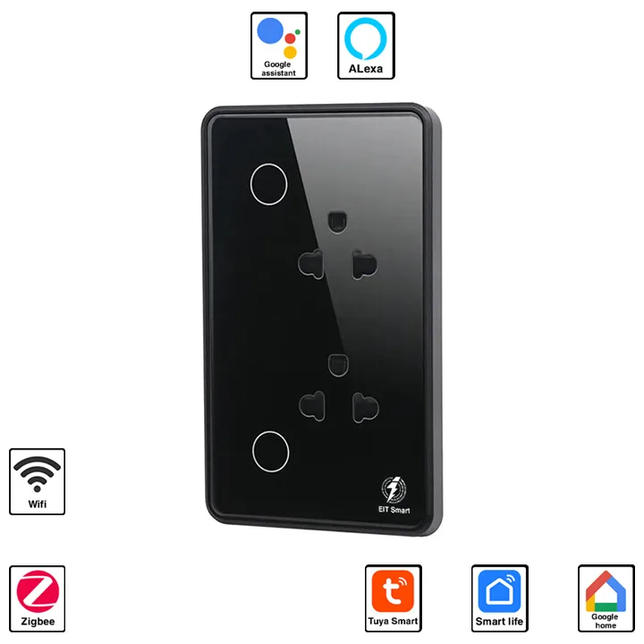 Ổ cắm thông minh EITsmart EOL2201 kết nối WiFi/Zigbee 10A viền PC