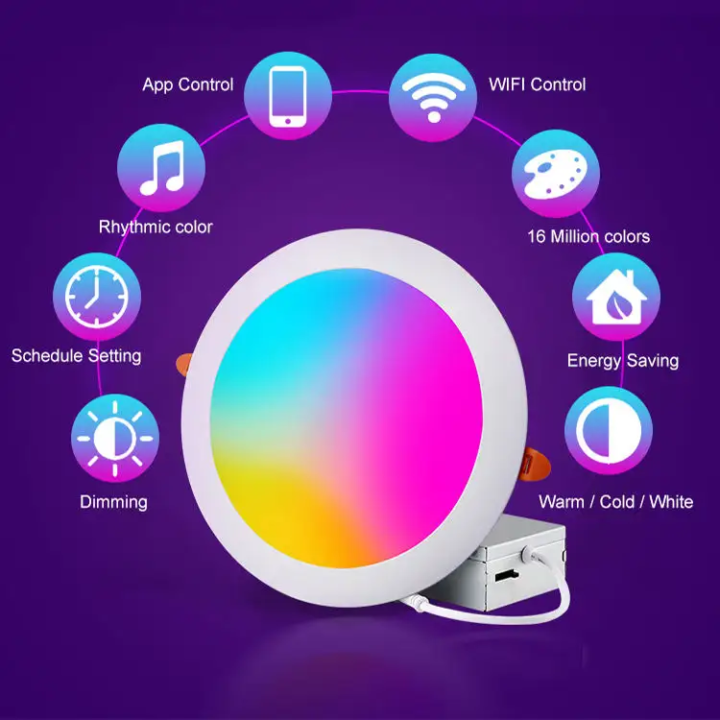 Đèn LED Downlight thông minh WiFi, RGB Dimming 16 triệu màu, 9W