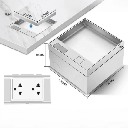 Ổ cắm điện âm sàn có cổng USB Type C EOL2902, hộp inox, ốp đá theo nội thất, thẩm mỹ, sang trọng hiện đại, chính hãng EITsmart - Hình 4