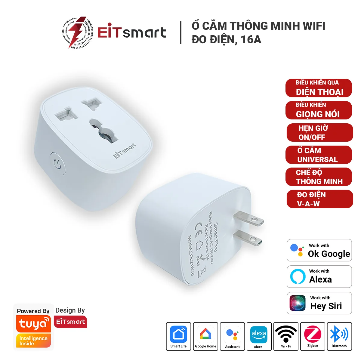 Ổ cắm thông minh WiFi EITsmart đo điện 16A Universal EOL21W16
