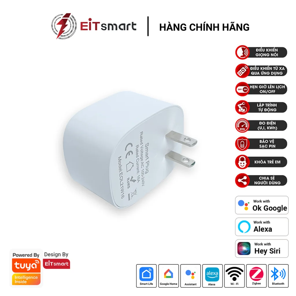 Ổ cắm thông minh WiFi EITsmart đo điện 16A Universal EOL21W16