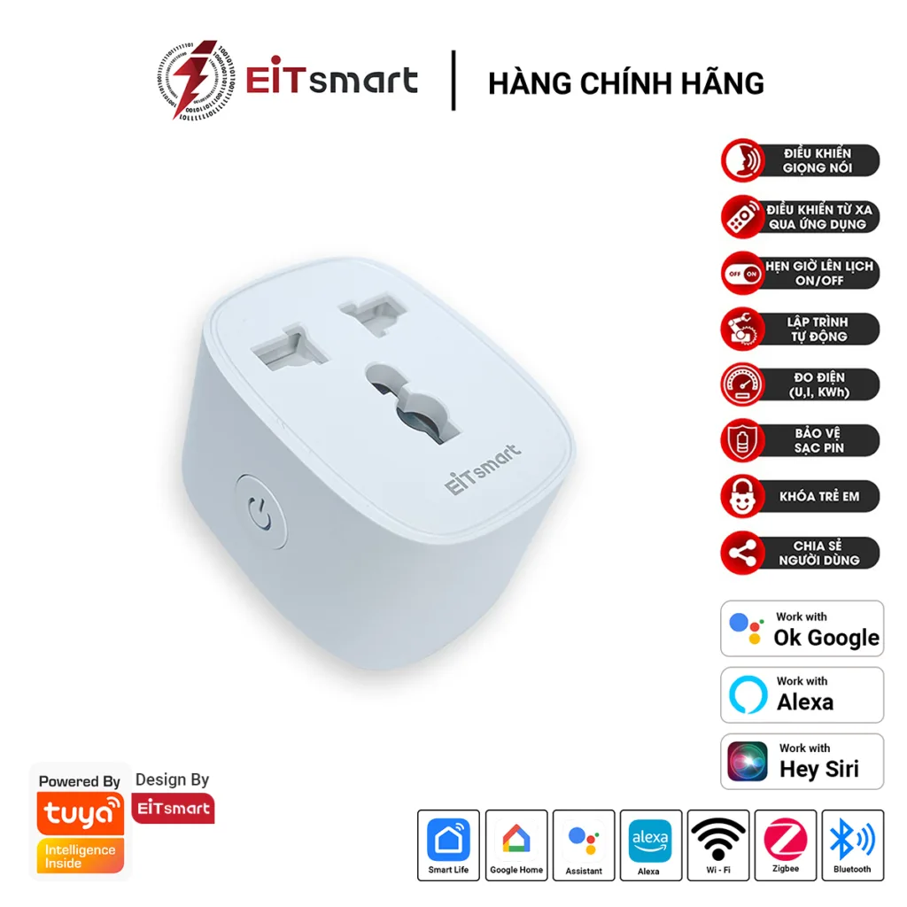Ổ cắm thông minh WiFi EITsmart đo điện 16A Universal EOL21W16