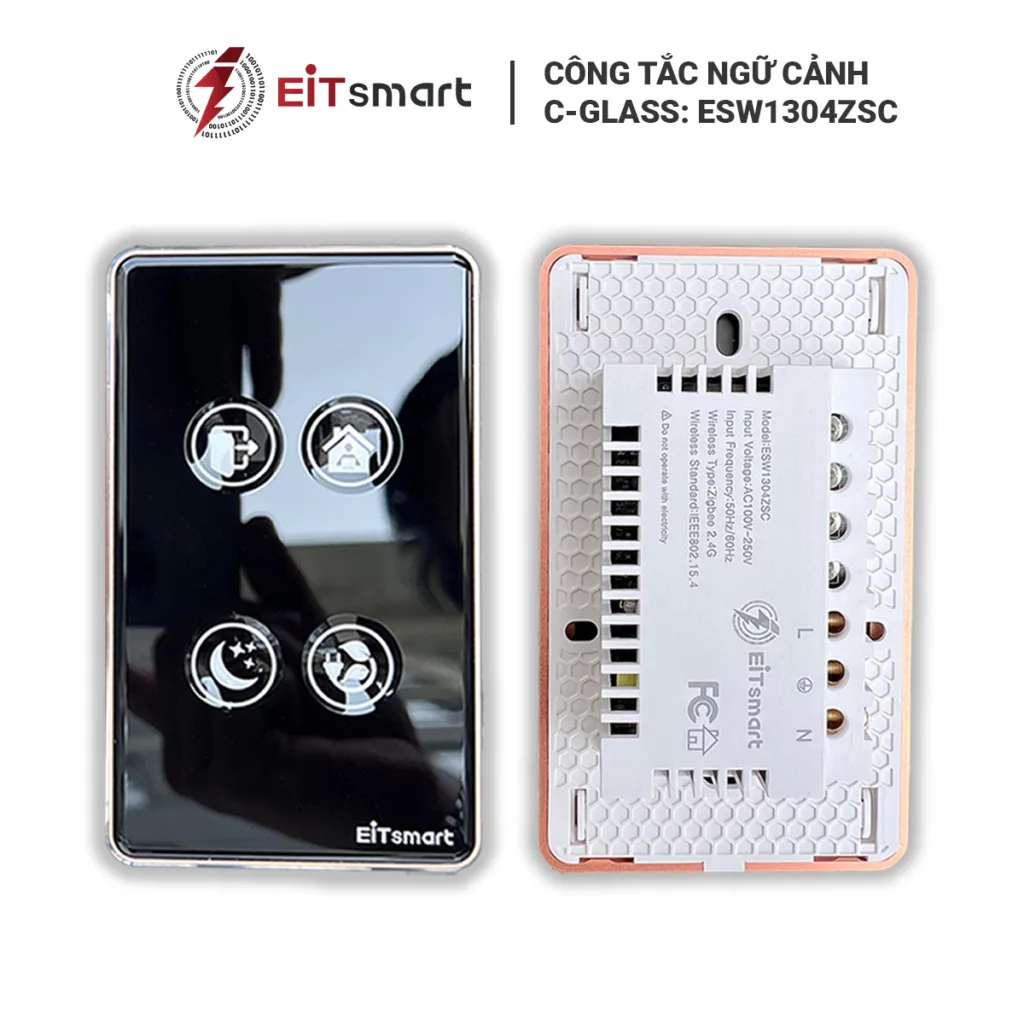 Công tắc ngữ cảnh cảm ứng thông minh Zigbee 4 nút ngữ cảnh cao cấp, điều khiển từ xa qua điện thoại, mặt kính lõm cường lực chống trầy, viền nhôm - Hình 4