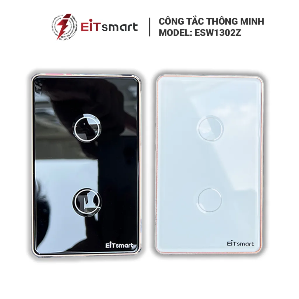 Công tắc thông minh Zigbee EITsmart ESW1302Z 2 nút kính lõm chống trầy
