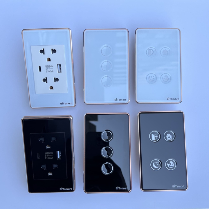 Ổ cắm đôi 3 chấu EITsmart Mặt kính chống trầy Viền nhôm - Hình ảnh 11