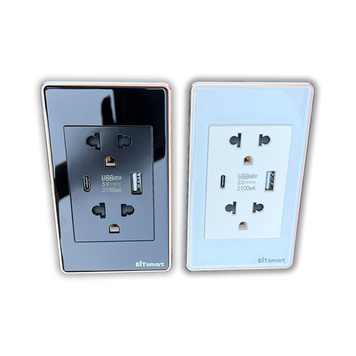 Ổ cắm có sạc USB Type-C EITsmart Kính chống trầy Viền nhôm - Hình ảnh 10