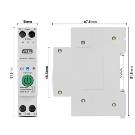 MCB thông minh WiFi 63A, Đo điện