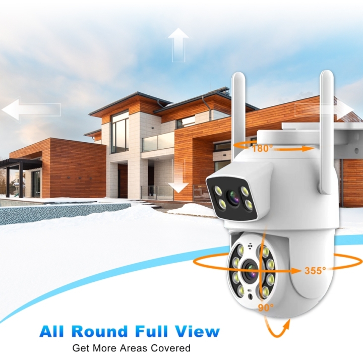 Camera thông minh WiFi PTZ 360/90 độ Full-HD 2 ống kính IP65 - Hình ảnh 2