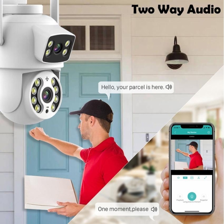 Camera thông minh WiFi PTZ 360/90 độ Full-HD 2 ống kính IP65 - Hình ảnh 4