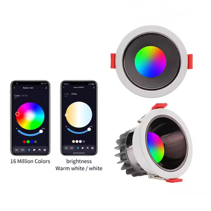 Đèn spotlight thông minh âm trần 10W, ánh sáng RGBCCT, chỉnh góc 30 độ - Hình ảnh 2