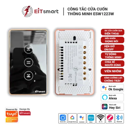 Công tắc điều khiển cửa cuốn thông minh Wifi + Bluetooth có hỗ trợ RF và khóa cảm ứng chống đột nhập, cao cấp, điều khiển từ xa qua điện thoại, remote RF cầm tay, mặt kính lõm cường lực chống trầy, viền nhôm - Hình 19