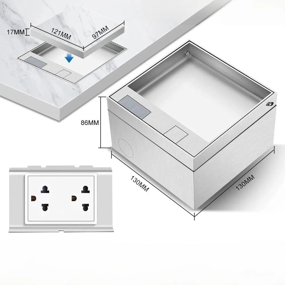 Ổ cắm 3 chấu âm sàn EOL2901, hộp inox, ốp đá theo nội thất, thẩm mỹ, sang trọng hiện đại, chính hãng EITsmart