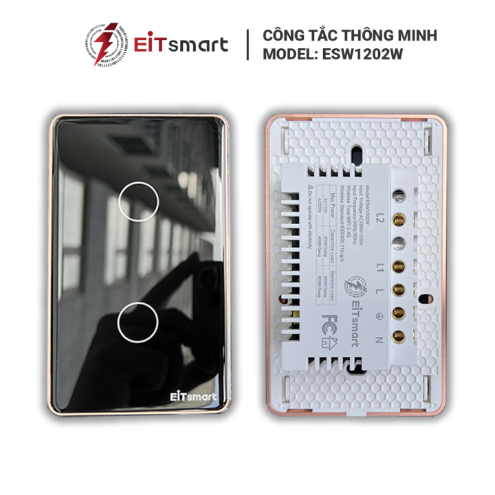Công tắc thông minh WiFi 2 nút EITsmart Mặt kính Viền nhôm - Hình ảnh 5