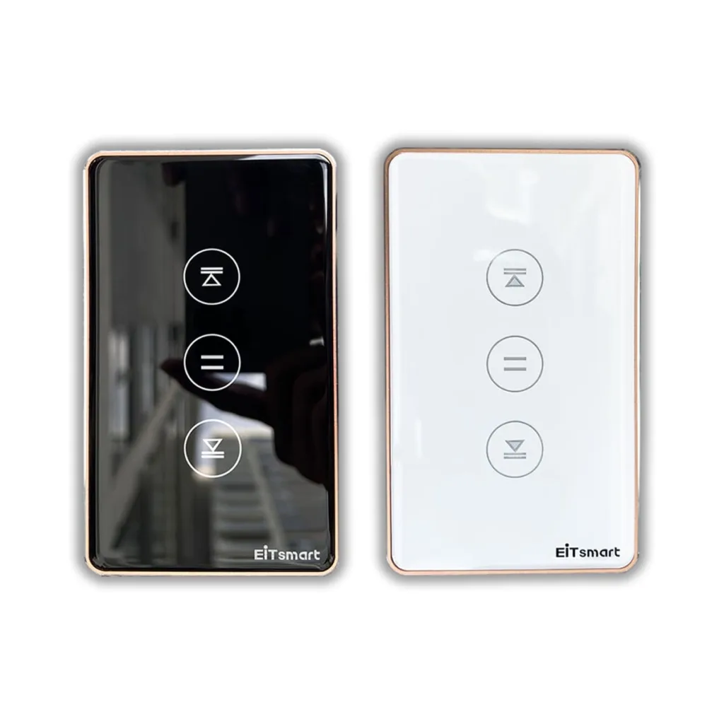 Công tắc cửa cuốn thông minh WiFi EITSmart ESW1213W kính cường lực viền nhôm