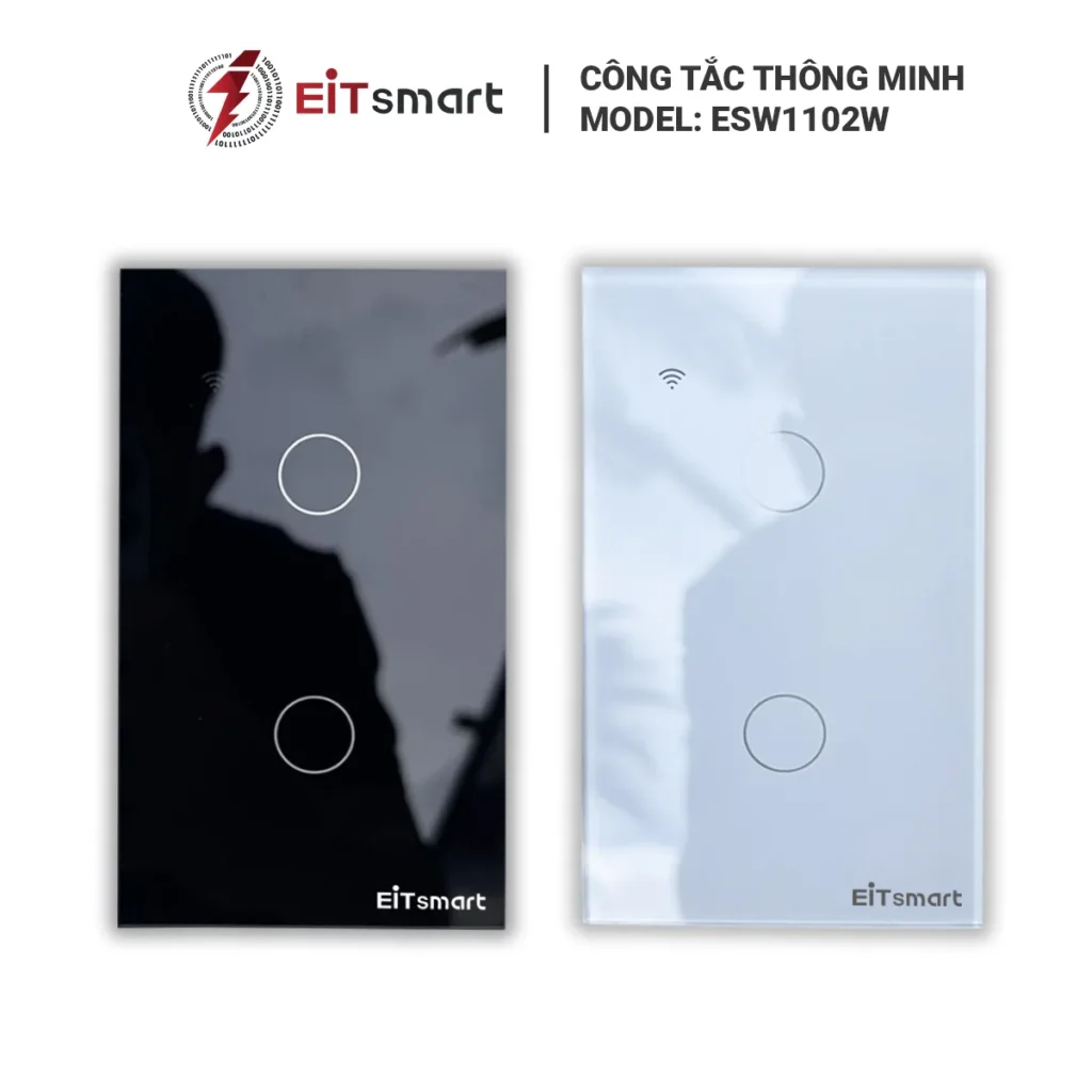Công tắc thông minh WiFi EITSmart 2 nút mặt kính Full Glass ESW1102