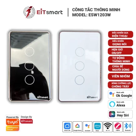 Công tắc cảm ứng thông minh wifi 3 nút F-Glass EITsmart, điều khiển từ xa qua điện thoại, mặt kính cường lực chống trầy, viền nhôm, chính hãng EITsmart - Hình 9