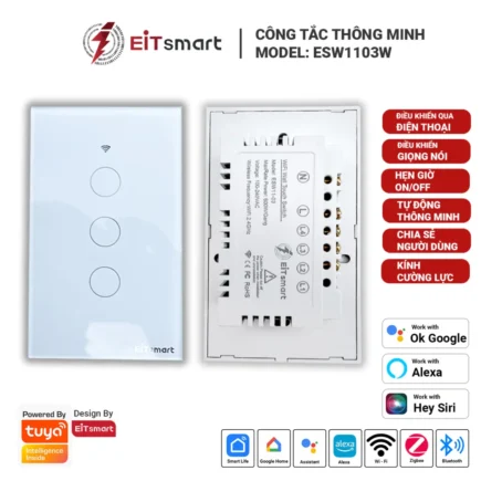 Công tắc thông minh wifi 3 nút Full-Glass EITsmart, mặt kính cường lực tràn viền, chính hãng EITsmart - Hình 6