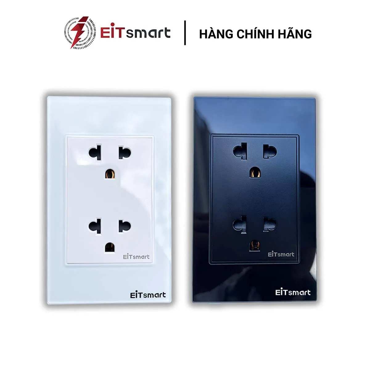 Ổ cắm đôi 3 chấu EITSmart mặt kính cường lực 16A EOL2601
