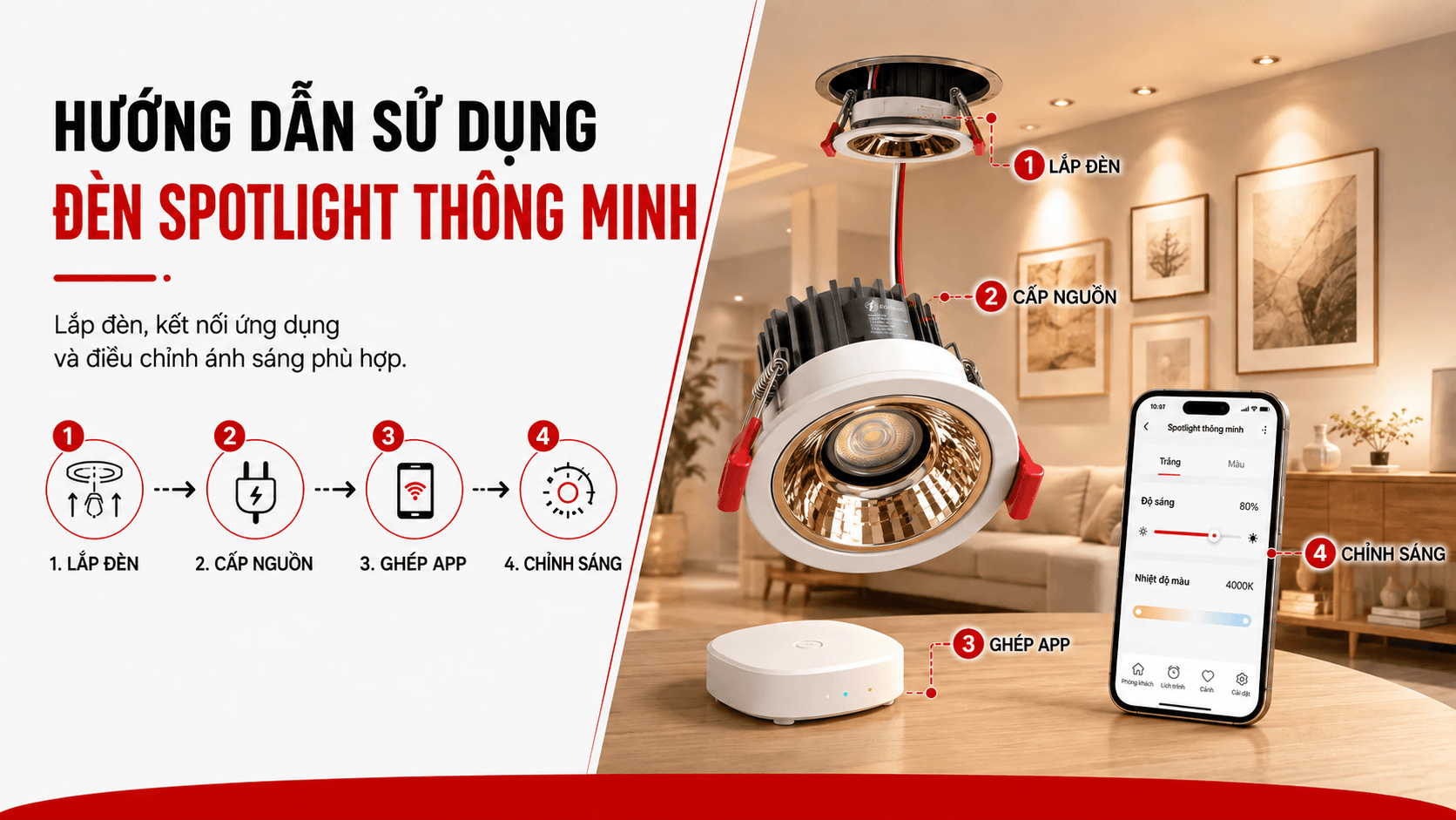 Hướng đẩn sử dụng đèn Spotlight thông minh