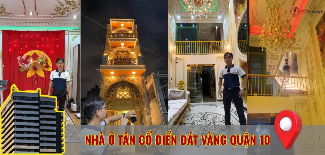 Công trình thi công nhà mặt phố dát vàng quận 10