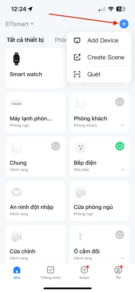 Thêm thiết bị công tắc vào app smart life
