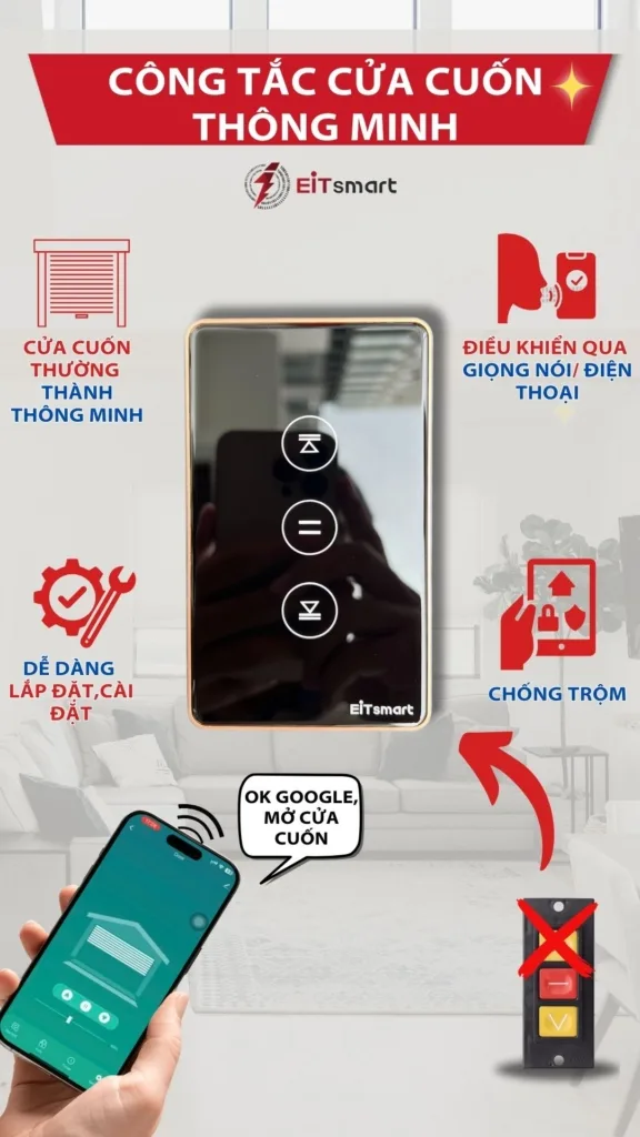 Hướng dẫn sử dụng công tắc cửa cuốn ESW1223W