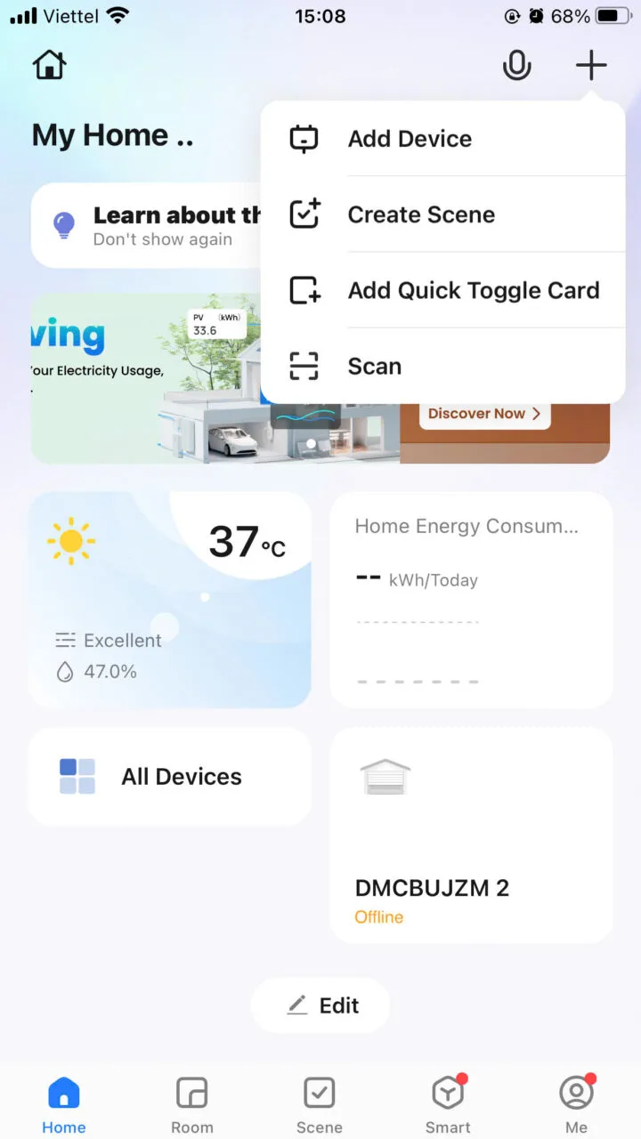 Giao diện app giám sát điều khiển CB