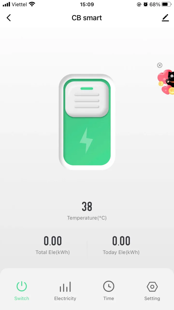 Giao diện app giám sát điều khiển CB