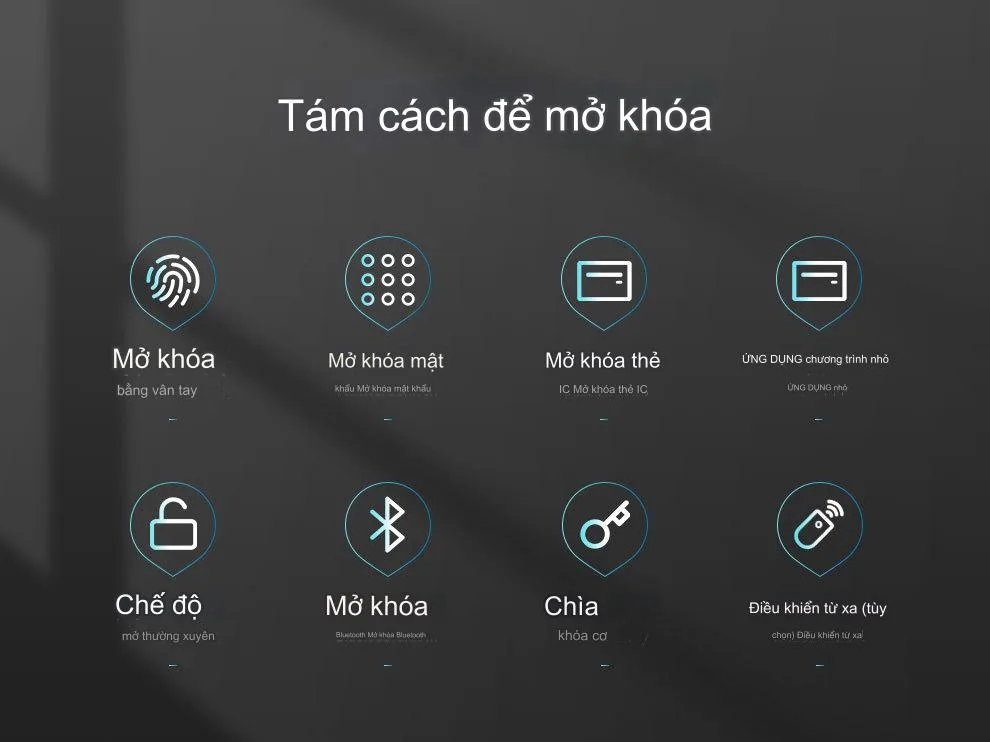 Khóa cửa thông minh Bluetooth EITsmart mở khóa bằng vân tay mật mã thẻ từ điều khiển qua điện thoại