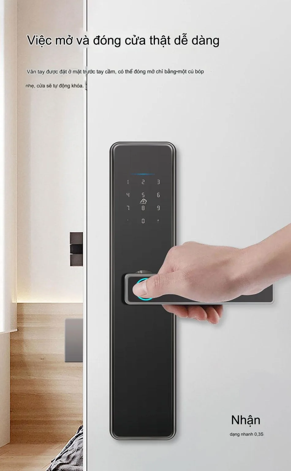 Khóa cửa thông minh Bluetooth EITsmart mở khóa bằng vân tay mật mã thẻ từ điều khiển qua điện thoại