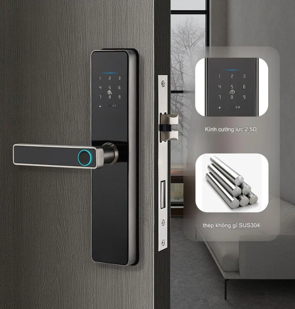 Khóa cửa thông minh Bluetooth EITsmart mở khóa bằng vân tay mật mã thẻ từ điều khiển qua điện thoại