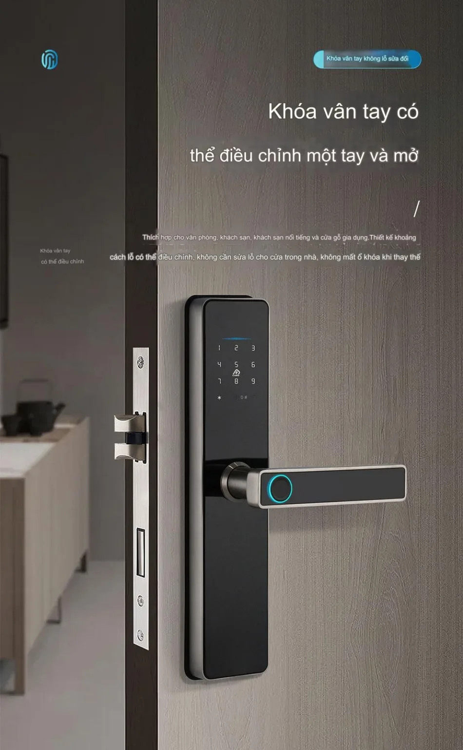 Khóa cửa thông minh Bluetooth EITsmart mở khóa bằng vân tay mật mã thẻ từ điều khiển qua điện thoại
