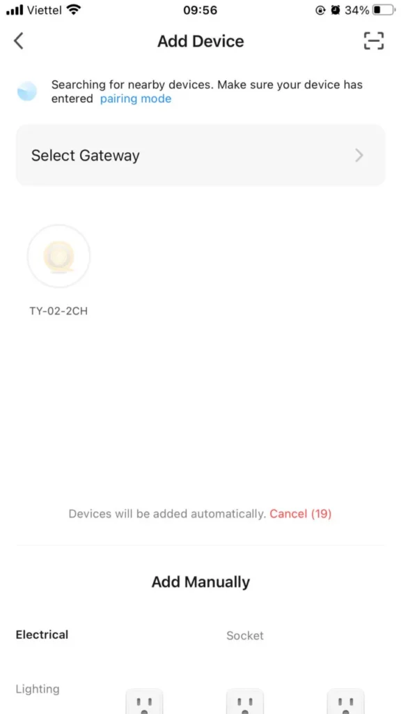 Quét thiết bị đèn LED dây trong App Smart Life
