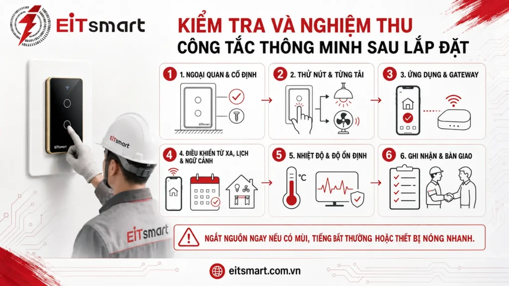 Kiểm tra và nghiệm thu công tắc thông minh sau lắp đặt