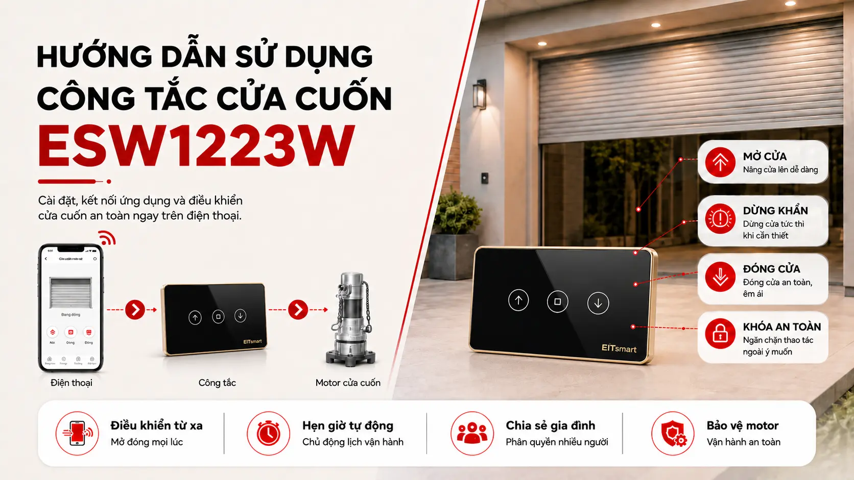 hướng dẩn sử dụng công tắc cửa cuốn