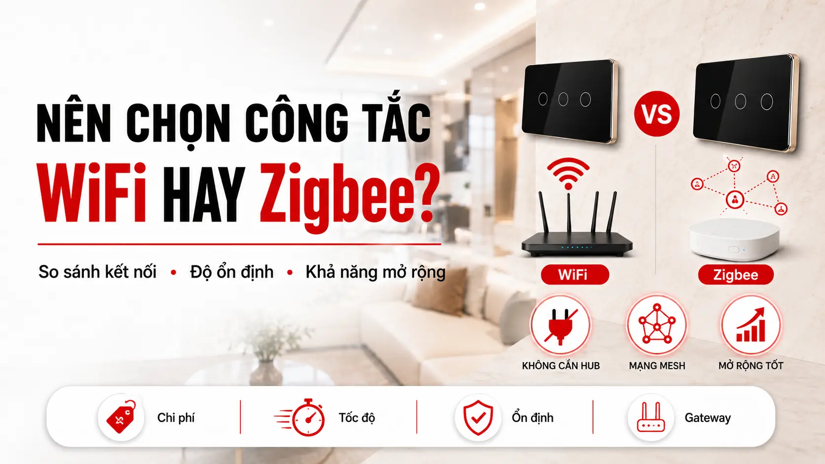 nên chọn công tắc Wifi hay Zigbee