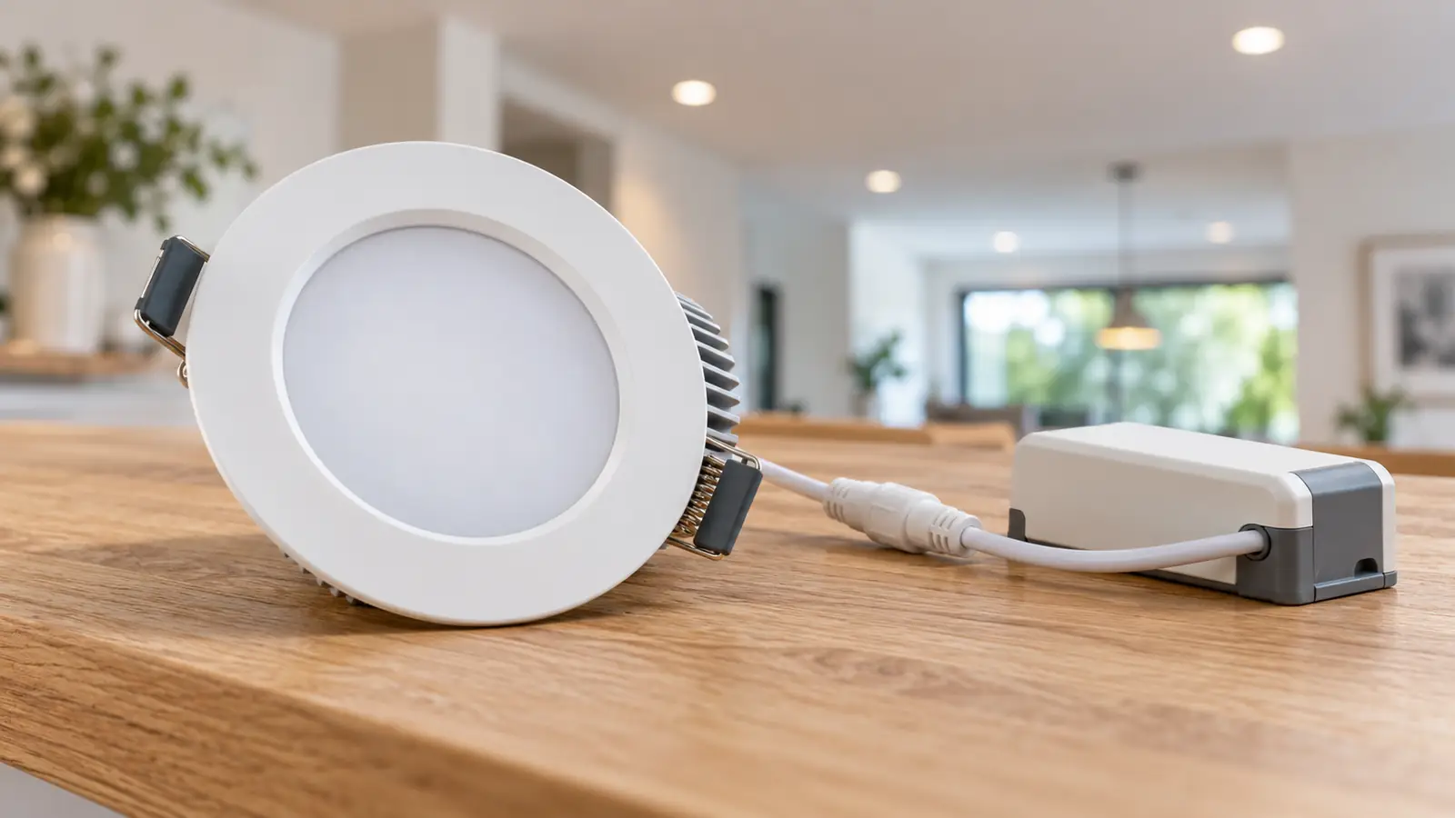 Đèn downlight thông minh là gì? Cách chọn đúng 2 Đèn downlight thông minh là gì: minh họa bộ đèn âm trần và driver