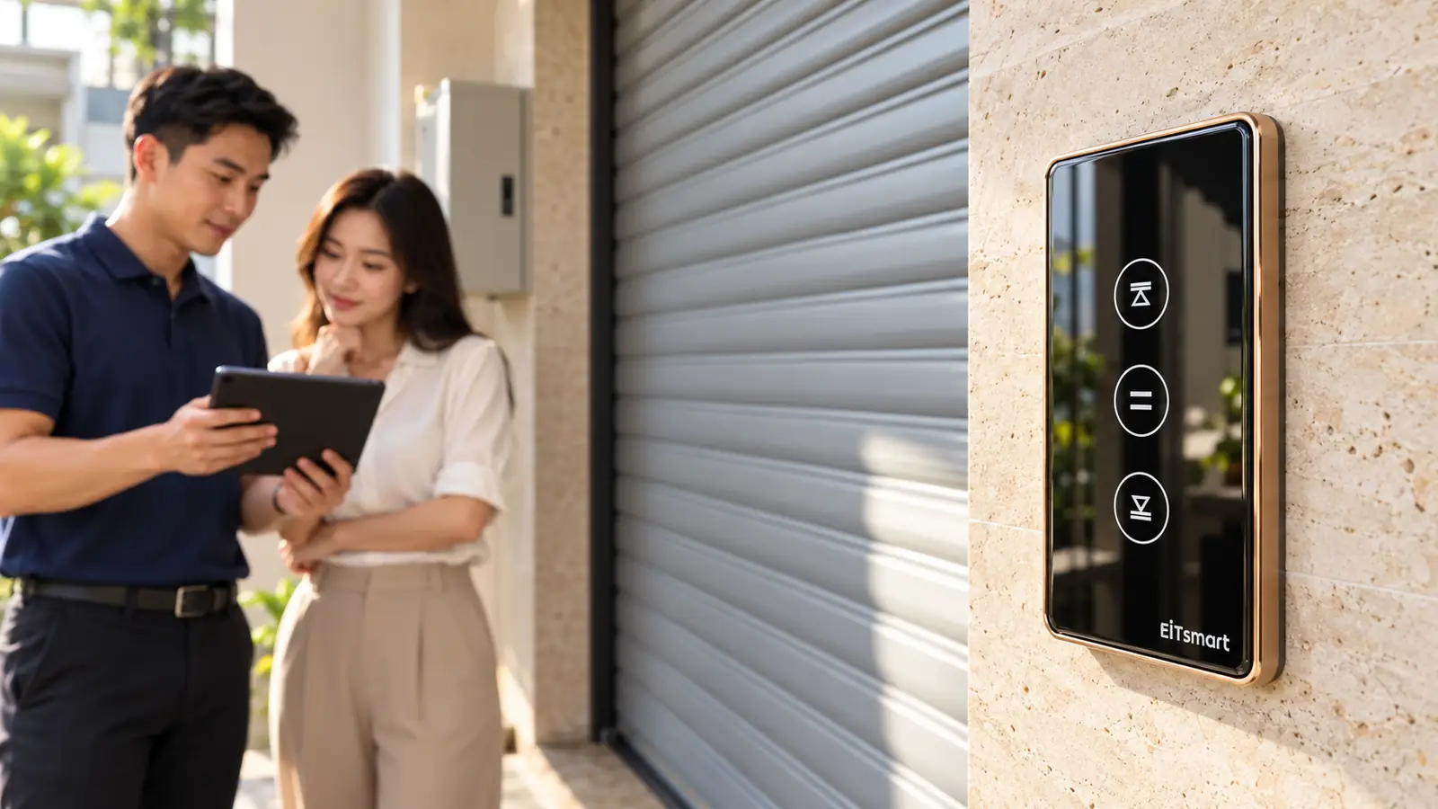Công tắc cửa cuốn thông minh: cách chọn và lưu ý an toàn 2 Kỹ thuật viên kiểm tra hệ thống trước khi tư vấn cách chọn công tắc cửa cuốn thông minh
