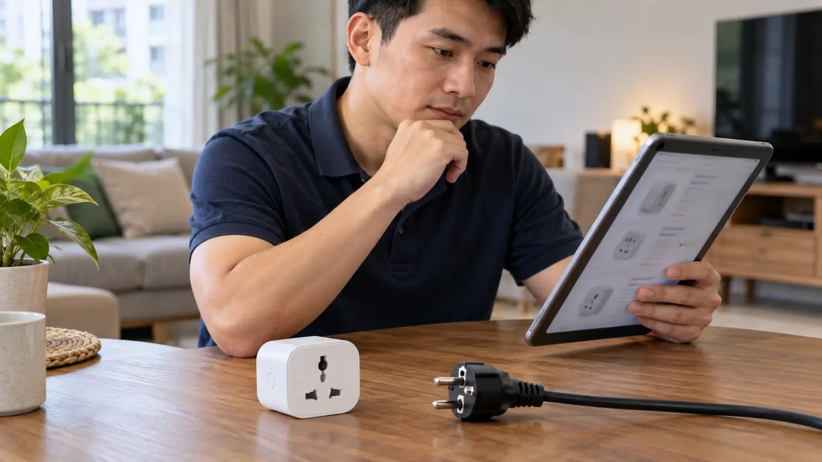 Kiểm tra kiểu phích cắm và thông tin sản phẩm trước khi chọn ổ cắm đo điện