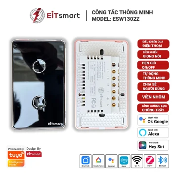 Công tắc cảm ứng thông minh Zigbee 2 nút cao cấp, điều khiển từ xa qua điện thoại, mặt kính lõm cường lực chống trầy, viền nhôm - Hình 2