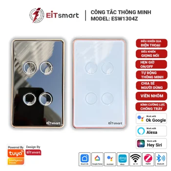 Công tắc cảm ứng thông minh Zigbee 4 nút cao cấp, điều khiển từ xa qua điện thoại, mặt kính lõm cường lực chống trầy, viền nhôm - Hình 6